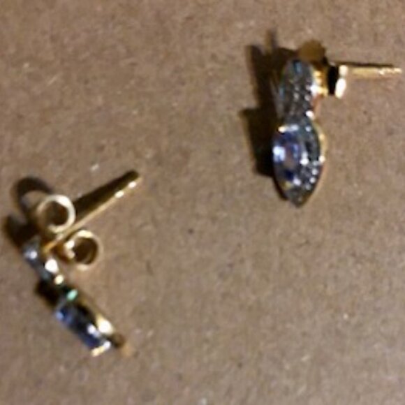 14k pl tanzanite earrings over sterling silver unbranded, small, pierced - Picture 3 of 4